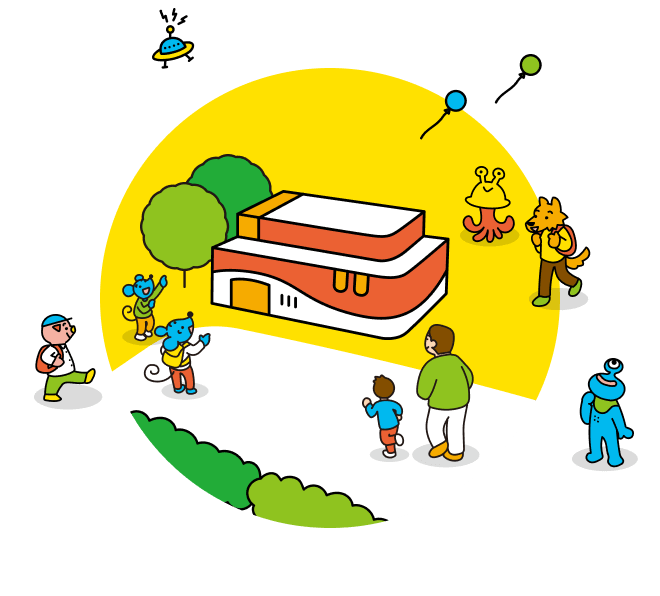 インドメーションへ集まる人々のイラスト