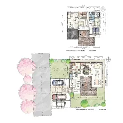 桜が見える立地で、バーベキュー