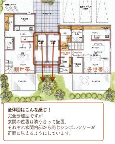 Plan.5 景色だけ共有の完全分離2世帯間取り