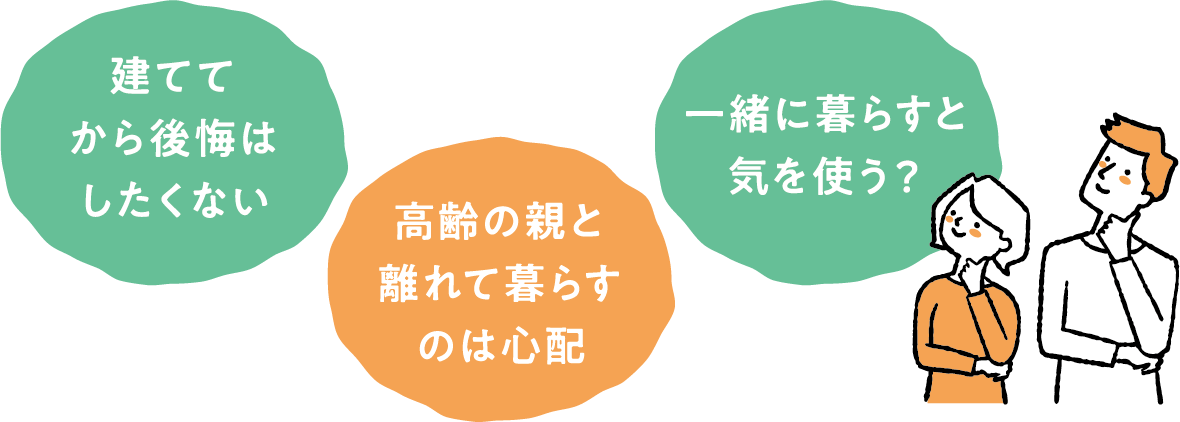 建ててから後悔はしたくない 高齢の親と離れて暮らすのは心配 一緒に暮らすと気を使う？