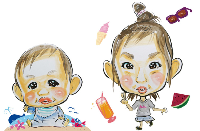 お子様の愛らしい似顔絵プレゼント