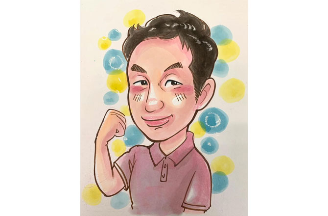 写真:お父さんと子どもの似顔絵