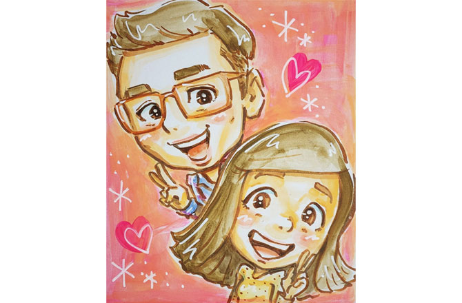 写真:夫婦の似顔絵