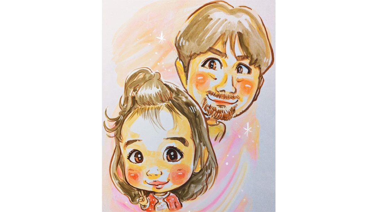 親子で一緒に似顔絵を描いてもらおう！＆チョコレートプレゼント【親子限定！】