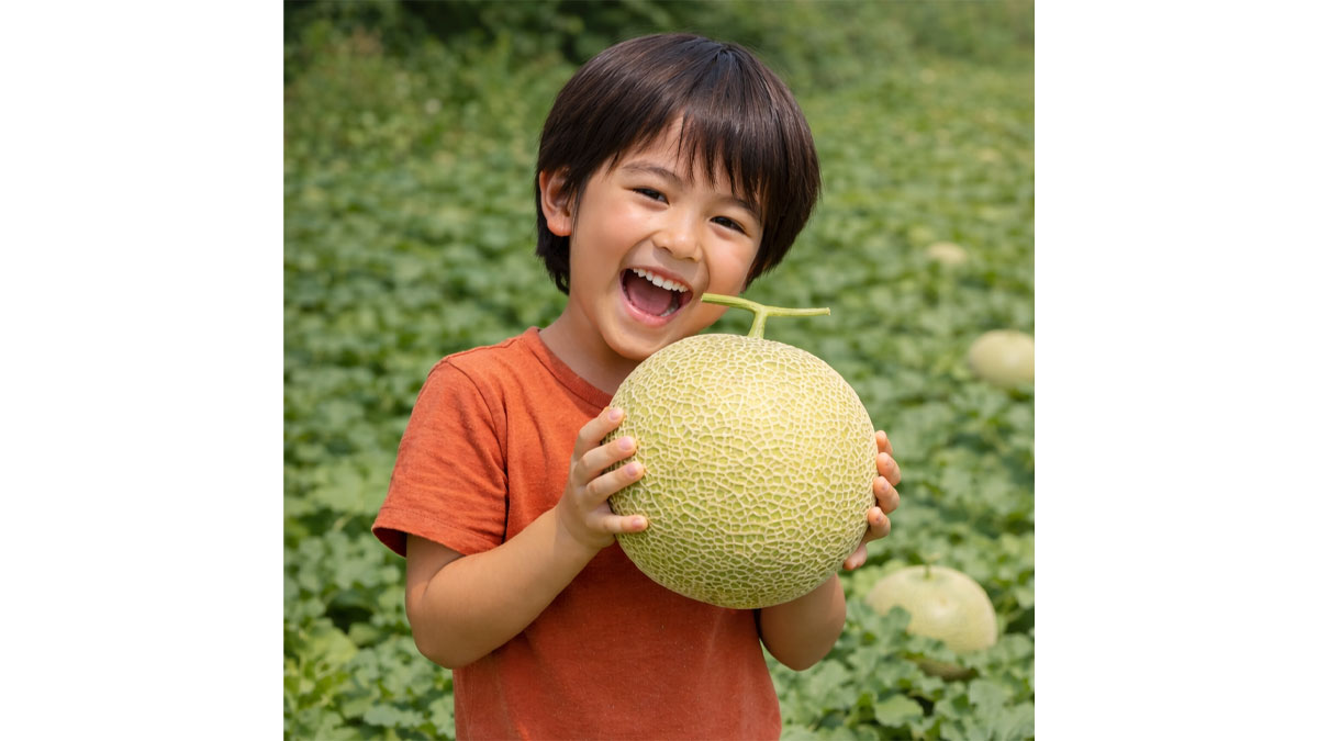 メロンの収穫体験＆メロンパフェプレゼント