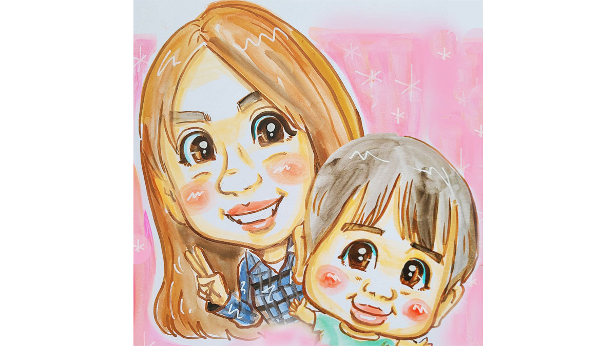 親子で一緒に似顔絵を描いてもらおう！【親子限定！】